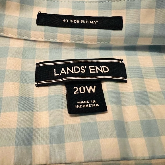 LANDS’ END WOMENS PRETTY BABY BLUE AND WHITE CHECKERED BUTTONED DOWN SHIRT SZ 20 - Picture 6 of 9